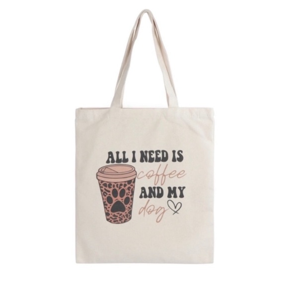 Riah Fashion Handbags - Riah Fashion All I Need is Coffee and My Dog Tote Bag